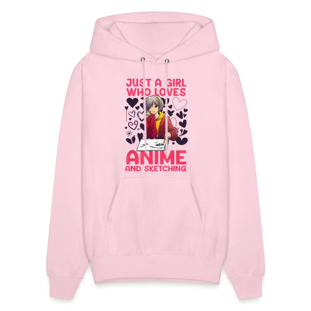 Just A Girl Who Loves Anime and Sketching IV Premium Hoodie Sweatshirt - pale pink
