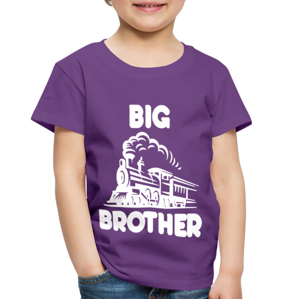 Toddler Big Brother Train Front T-Shirt - purple