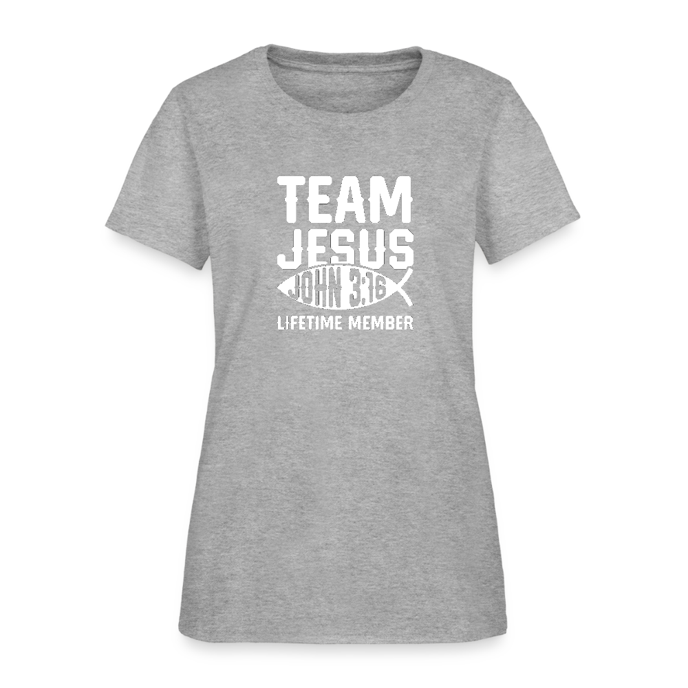 Team Jesus Lifetime Member Christian Women's T-Shirt - heather gray