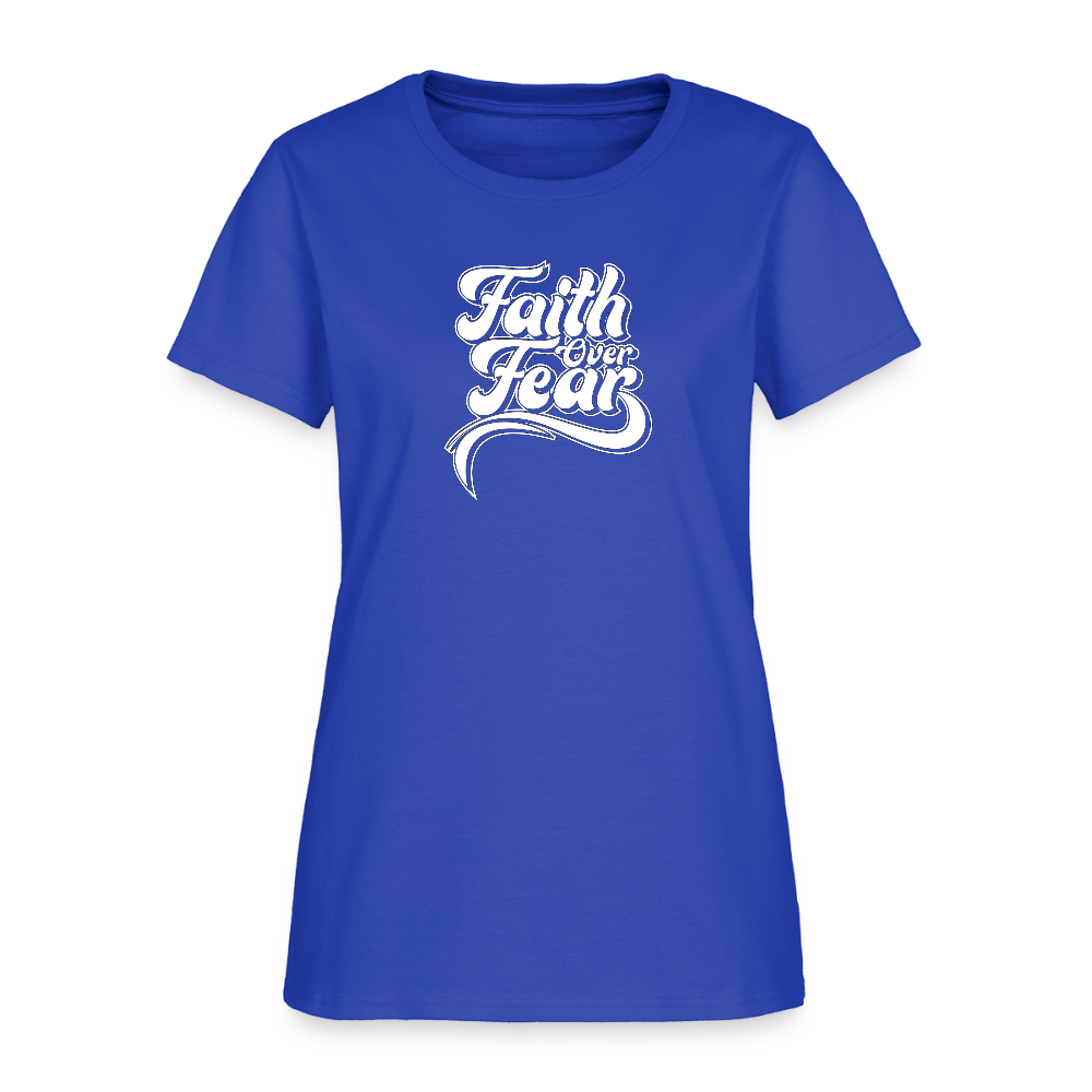Faith Over Fear Groovy Christian Women's T-Shirt - royal blue