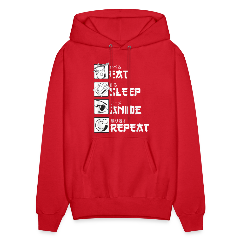 Eat Sleep Anime Repeat Premium Unisex Hoodie Sweatshirt - red