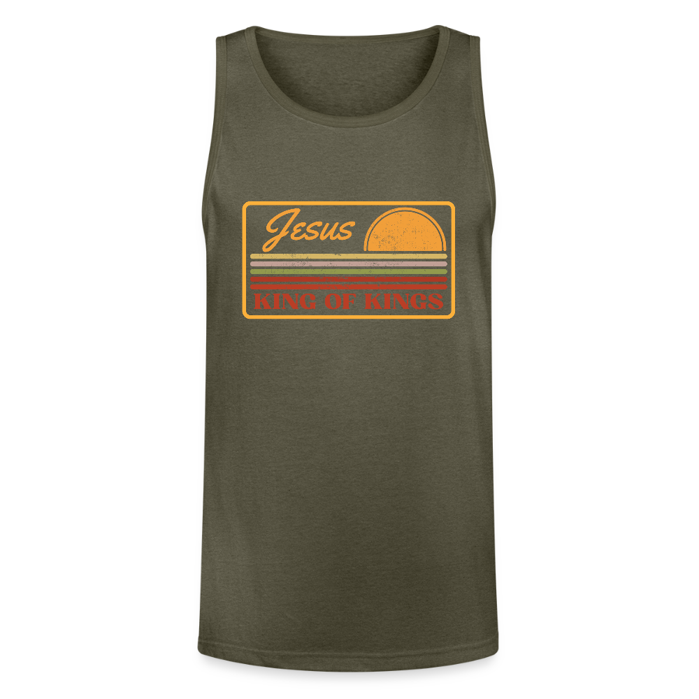 Jesus King of Kings Christian Unisex Tri-Blend Organic Tank Top - heather olive