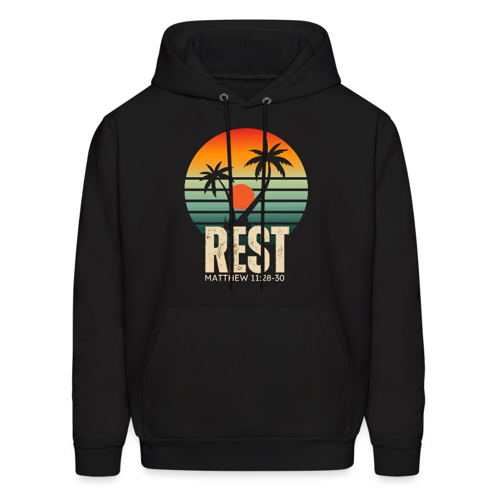 Rest Matthew 11:28-30 Christian Unisex Hoodie Sweatshirt - black