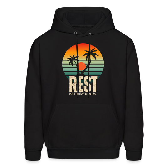 Rest Matthew 11:28-30 Christian Unisex Hoodie Sweatshirt - black