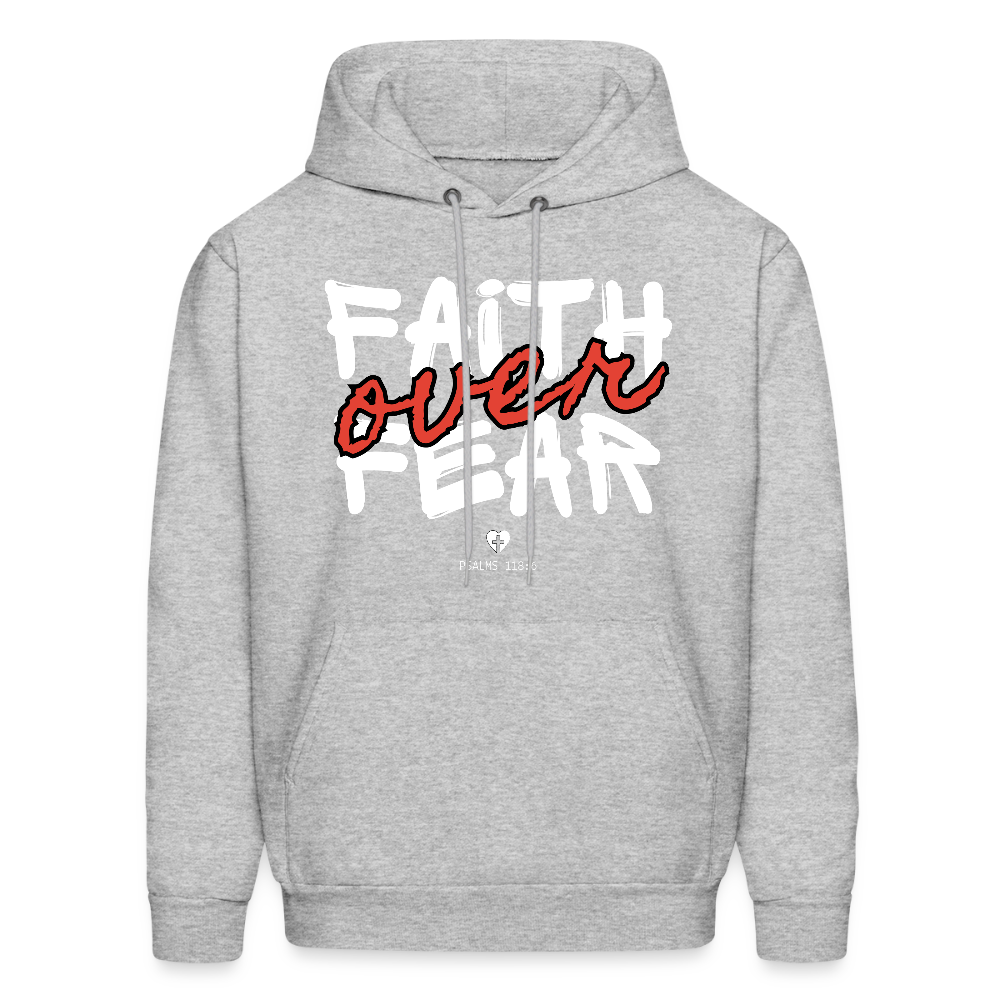 Faith Over Fear Psalms 118:6 Unisex Christian Hoodie Sweatshirt - heather gray