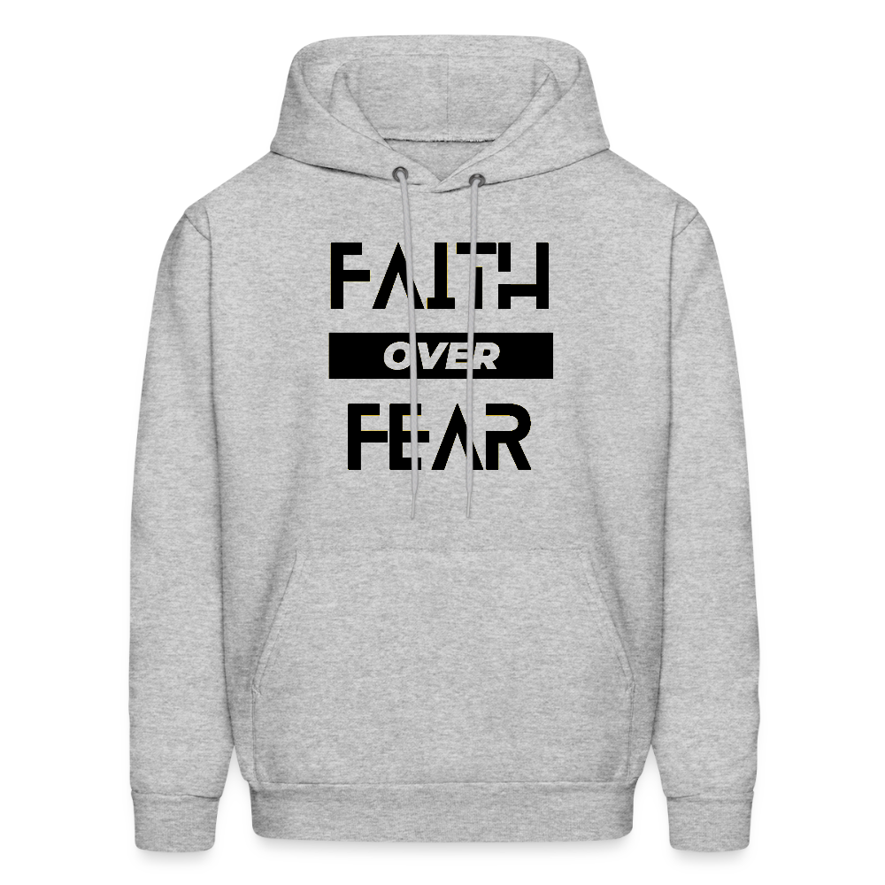 Faith Over Fear Block Christian Unisex Hoodie Sweatshirt - heather gray
