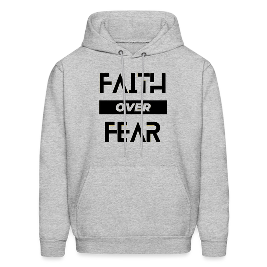 Faith Over Fear Block Christian Unisex Hoodie Sweatshirt - heather gray