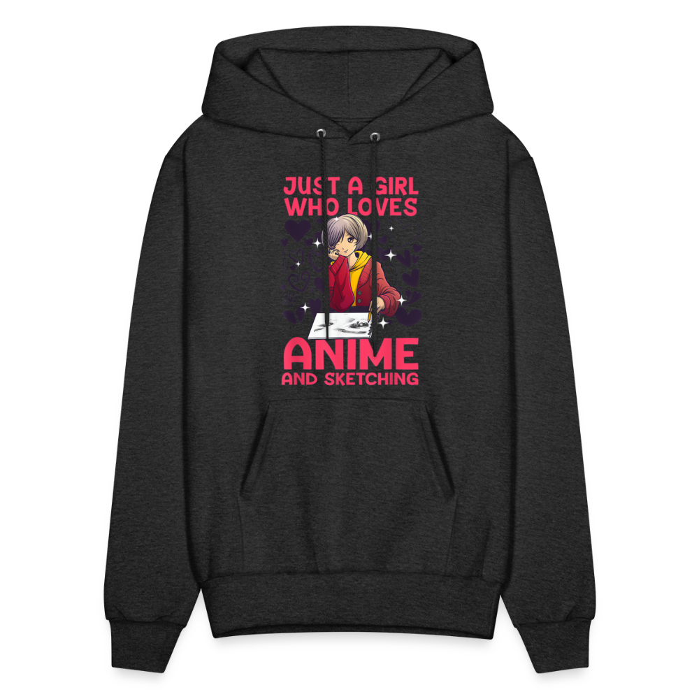 Just A Girl Who Loves Anime and Sketching IV Premium Hoodie Sweatshirt - charcoal grey