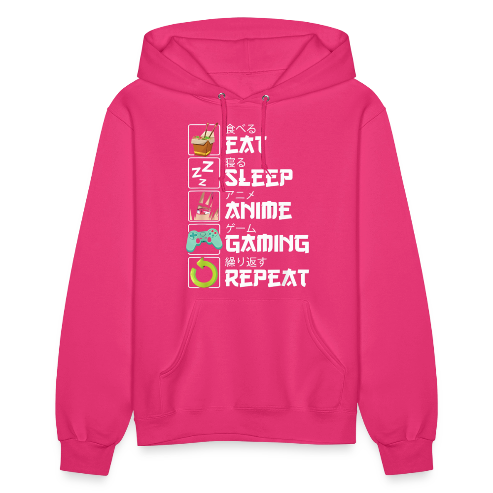 Eat Sleep Anime Gaming Repeat Premium Women's Hoodie Sweatshirt - fuchsia