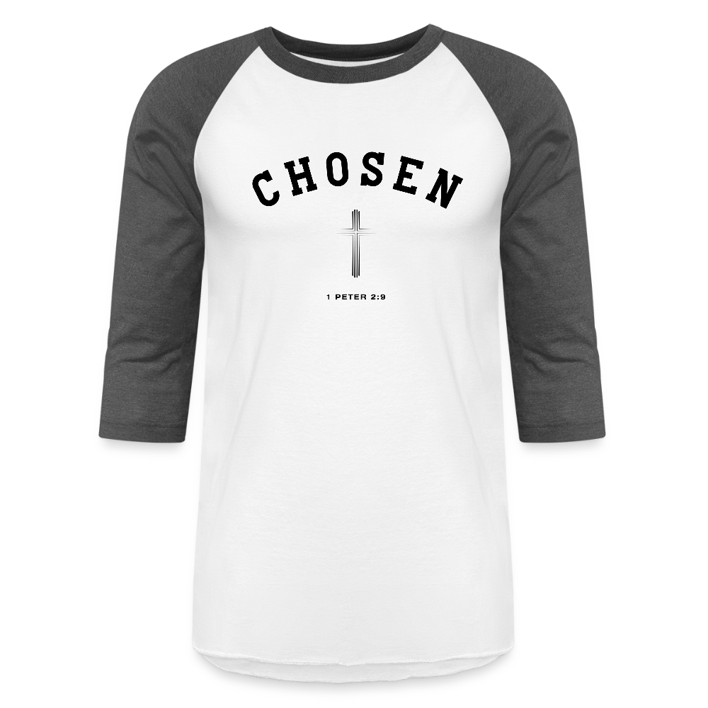 Chosen Christian Unisex Baseball T-Shirt - white/charcoal