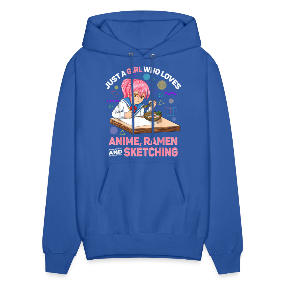 Just A Girl Who Loves Anime, Ramen and Sketching Anime Lover Unisex Hoodie Sweatshirt - royal blue