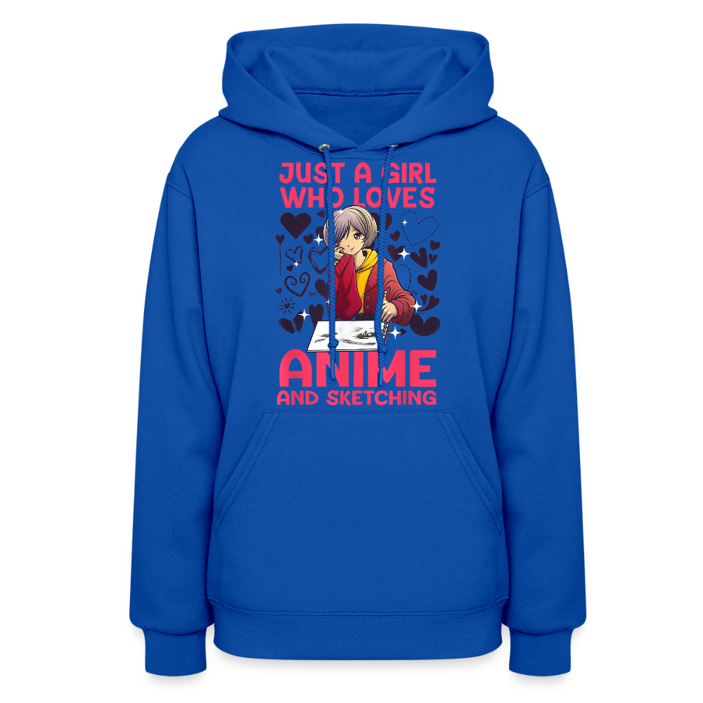Just A Girl Who Loves Anime and Sketching IV Premium Women's Hoodie Sweatshirt - royal blue