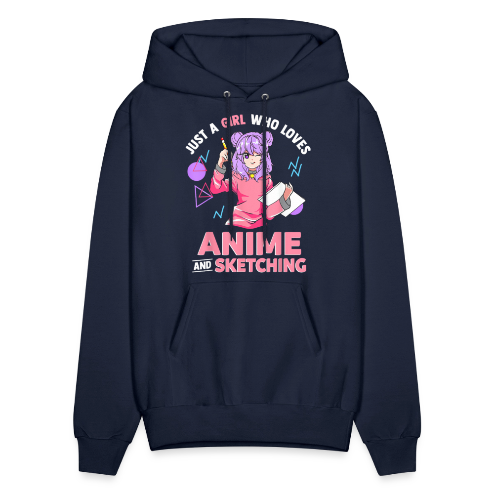 Just A Girl Who Love Anime and Sketching II Anime Lover Premium Unisex Hoodie Sweatshirt - navy