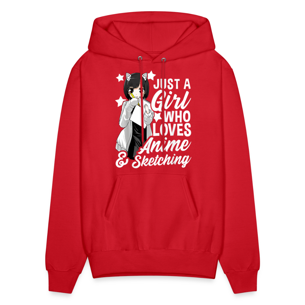 Just A Girl Who Loves Anime & Sketching Anime Lover Unisex Hoodie Sweatshirt - red