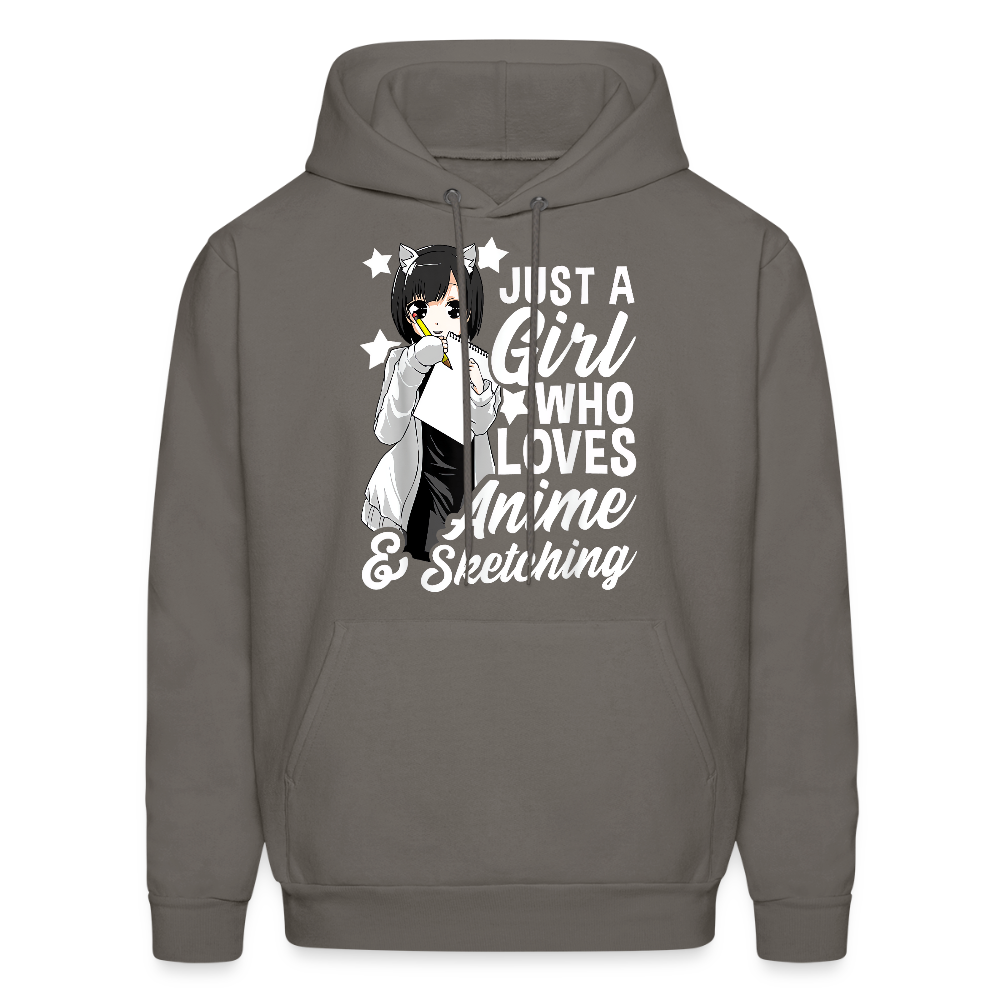 Just A Girl Who Loves Anime & Sketching Anime Lover Unisex Hoodie Sweatshirt - asphalt gray