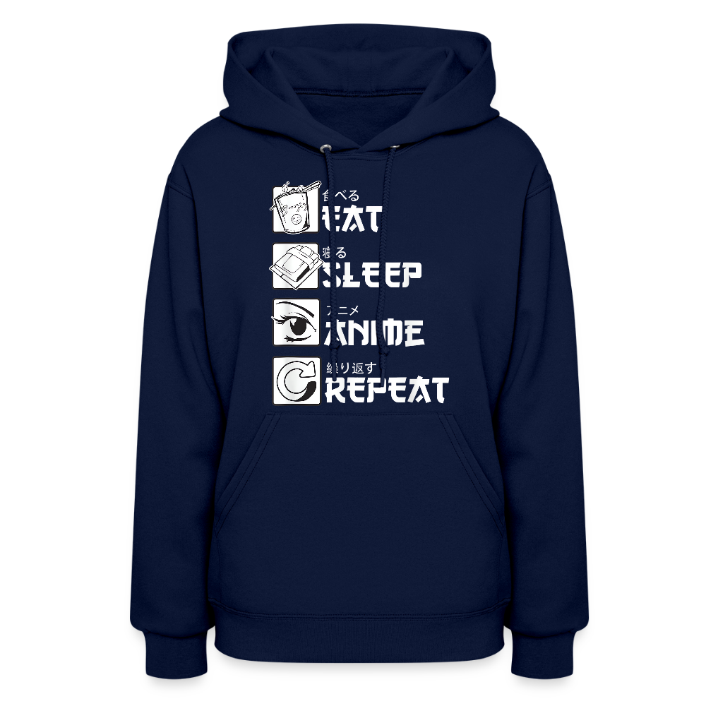 Eat Sleep Anime Repeat Premium Women's Hoodie Sweatshirt - navy