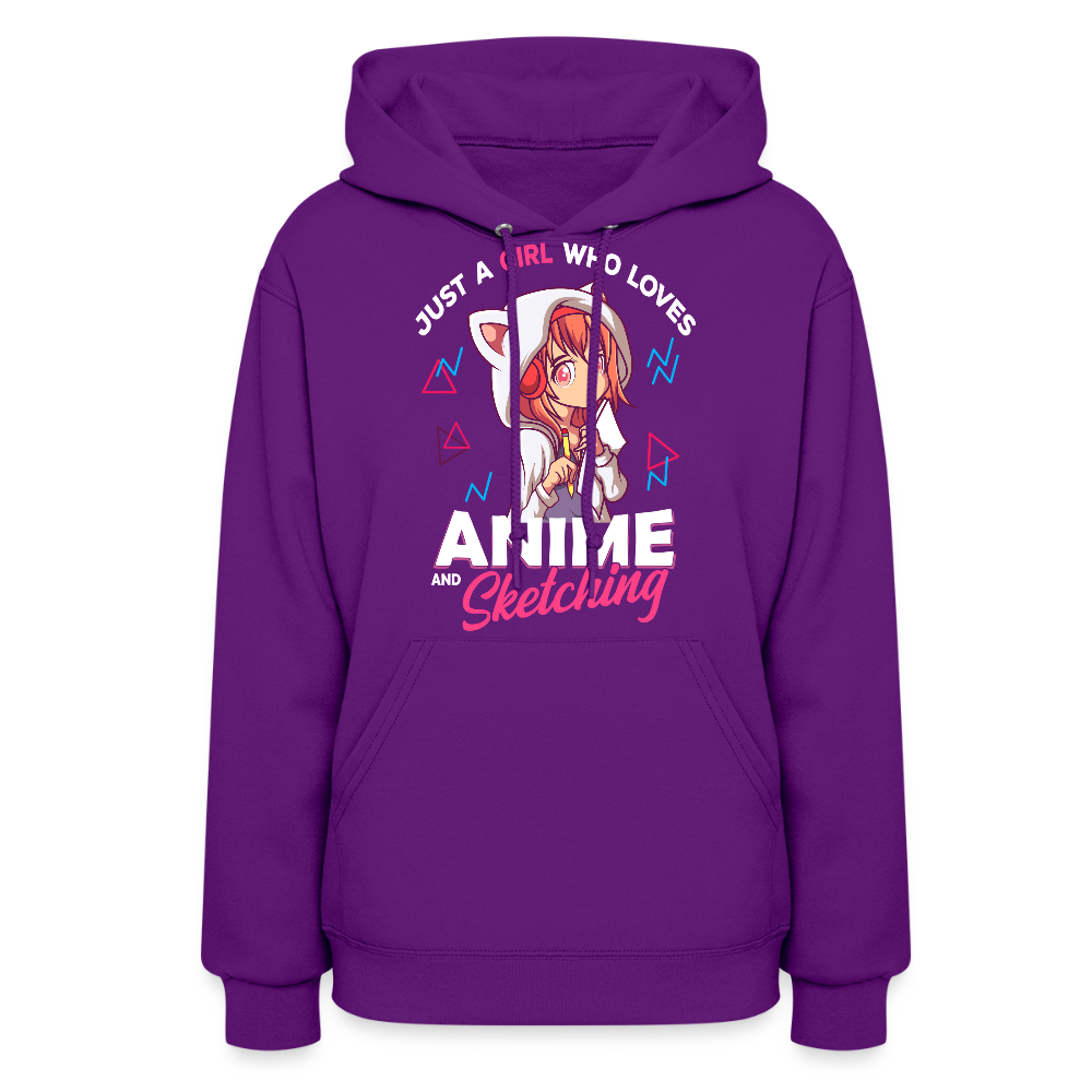 Just A Girl Who Loves Anime and Sketching Premium Women's Hoodie Sweatshirt - purple