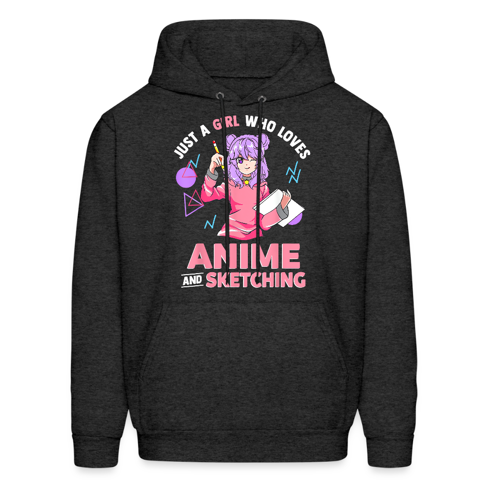 Just A Girl Who Love Anime and Sketching II Anime Lover Premium Unisex Hoodie Sweatshirt - charcoal grey