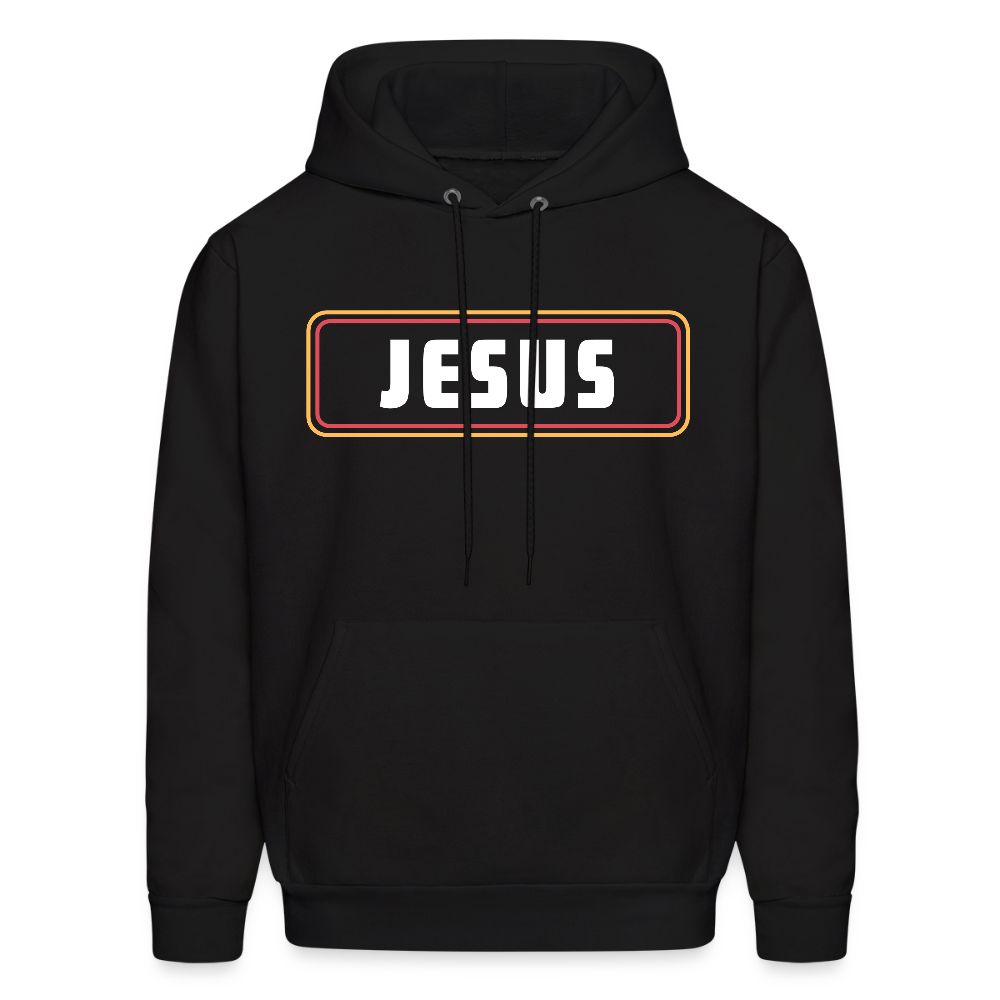 Jesus Retro Rectangle Christian Unisex Hoodie Sweatshirt - black