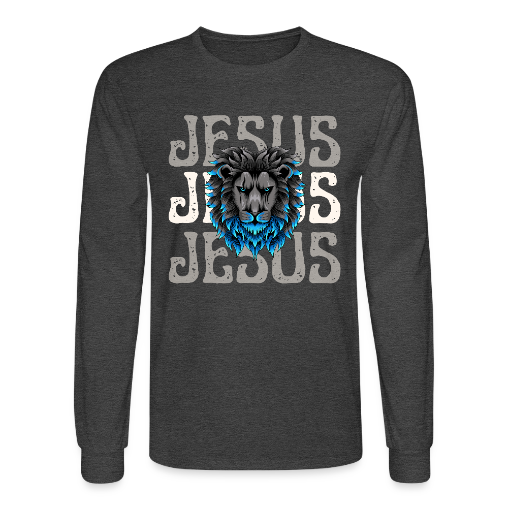 Jesus Lion Christian Unisex Long Sleeve T-Shirt - heather black