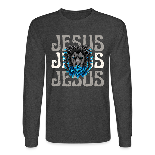 Jesus Lion Christian Unisex Long Sleeve T-Shirt - heather black