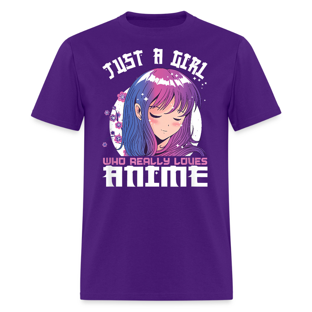 Just A Girl Who Really Loves Anime Premium Unisex T-Shirt - purple