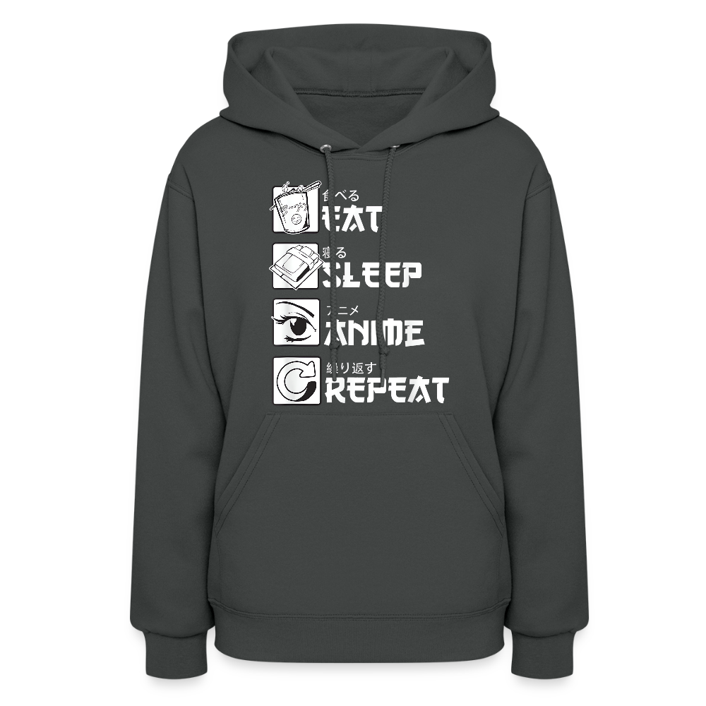 Eat Sleep Anime Repeat Premium Women's Hoodie Sweatshirt - asphalt
