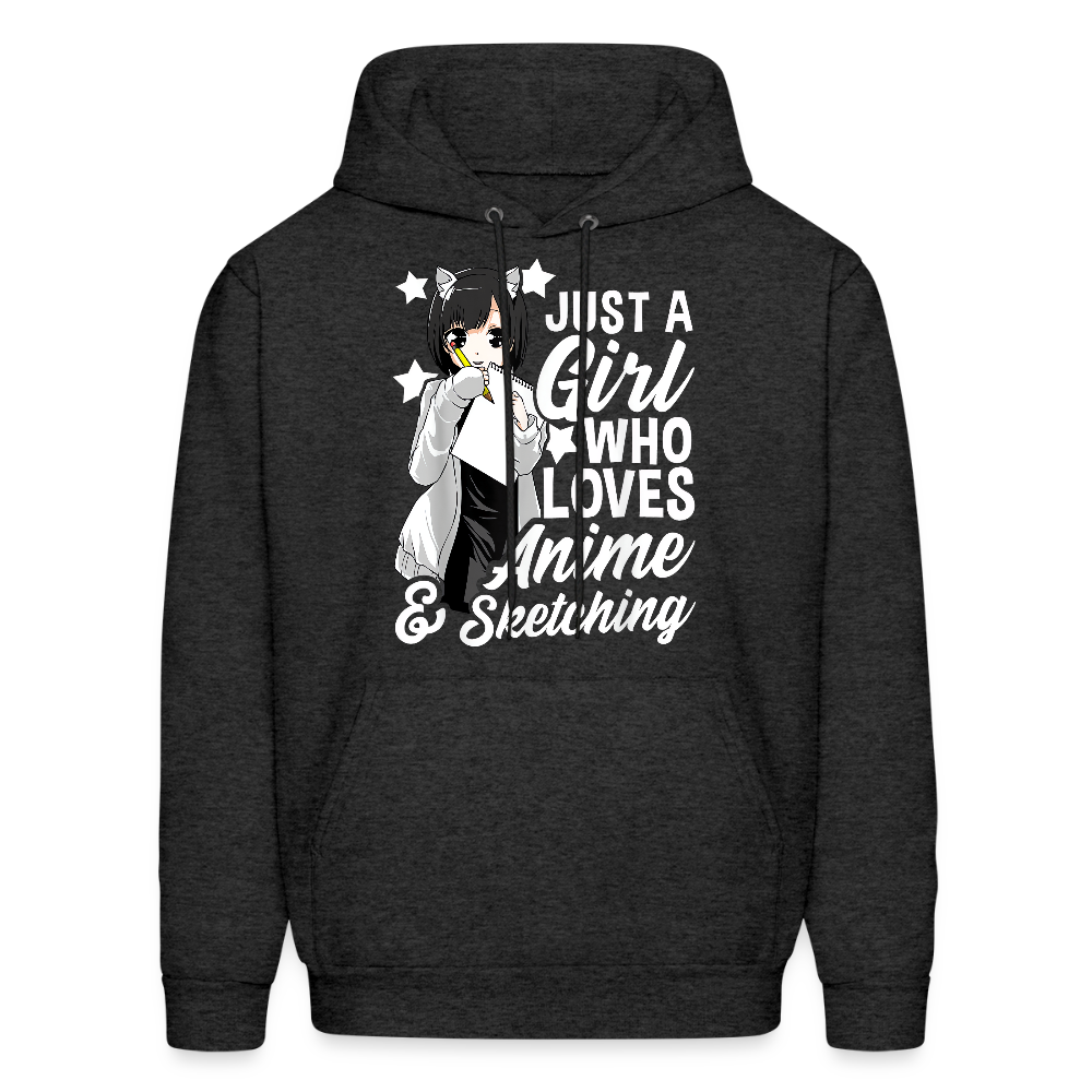 Just A Girl Who Loves Anime & Sketching Anime Lover Unisex Hoodie Sweatshirt - charcoal grey