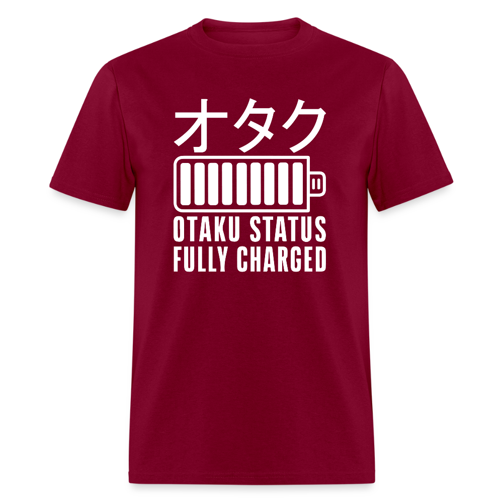 Otaku Status Fully Charged Japanese Anime Premium Unisex T-Shirt - burgundy