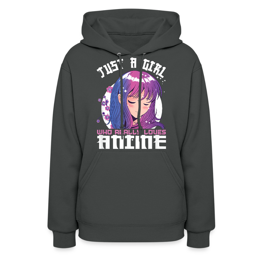Just A Girl Who Really Loves Anime Premium Women's Hoodie Sweatshirt - asphalt