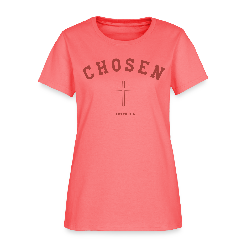 Chosen 1 Peter 2 : 9 Christian Women's T-Shirt - coral
