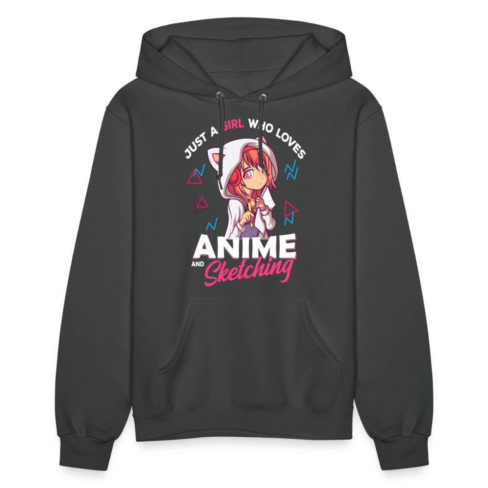 Just A Girl Who Loves Anime and Sketching Premium Women's Hoodie Sweatshirt - asphalt