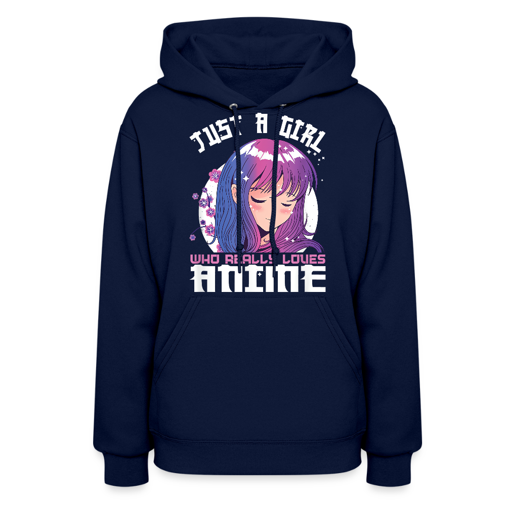 Just A Girl Who Really Loves Anime Premium Women's Hoodie Sweatshirt - navy