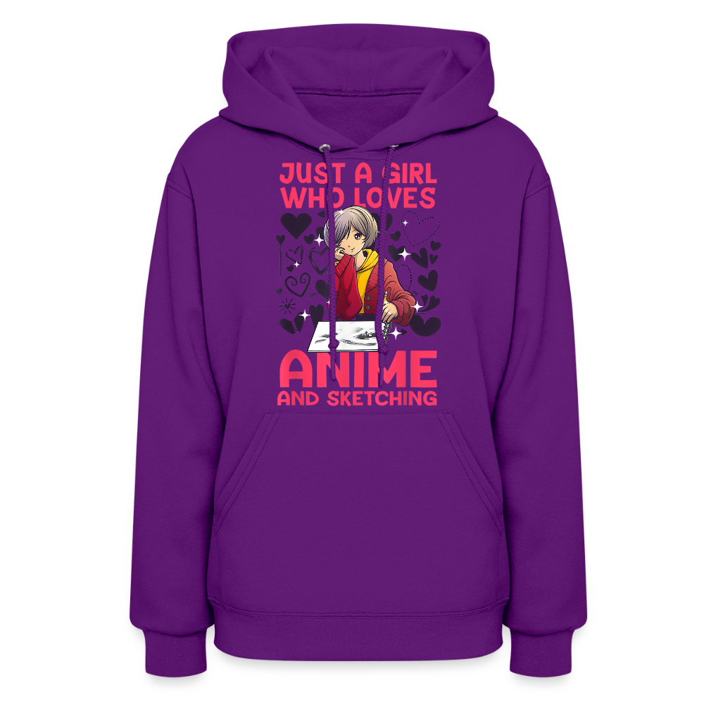 Just A Girl Who Loves Anime and Sketching IV Premium Women's Hoodie Sweatshirt - purple