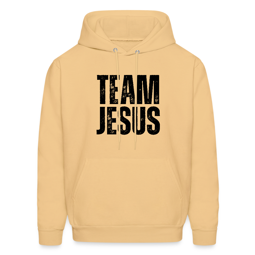 Team Jesus Weathered Print Unisex Christian Hoodie Sweatshirt - light gold
