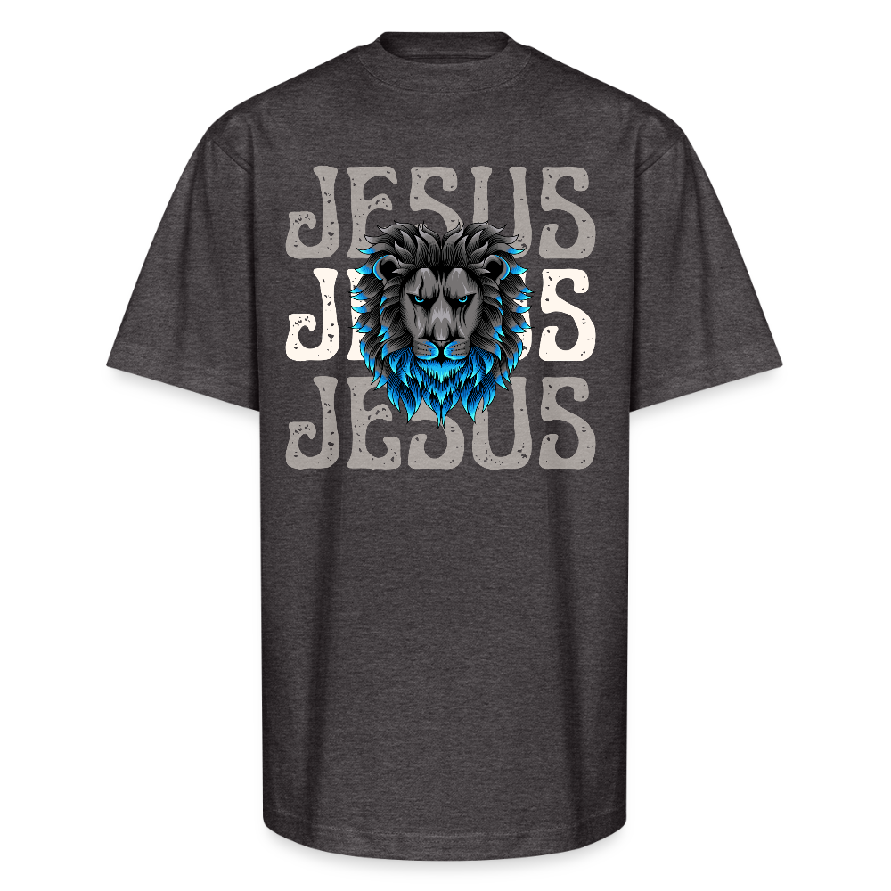 Jesus Lion Christian Unisex Oversized Heavyweight T-Shirt - charcoal grey