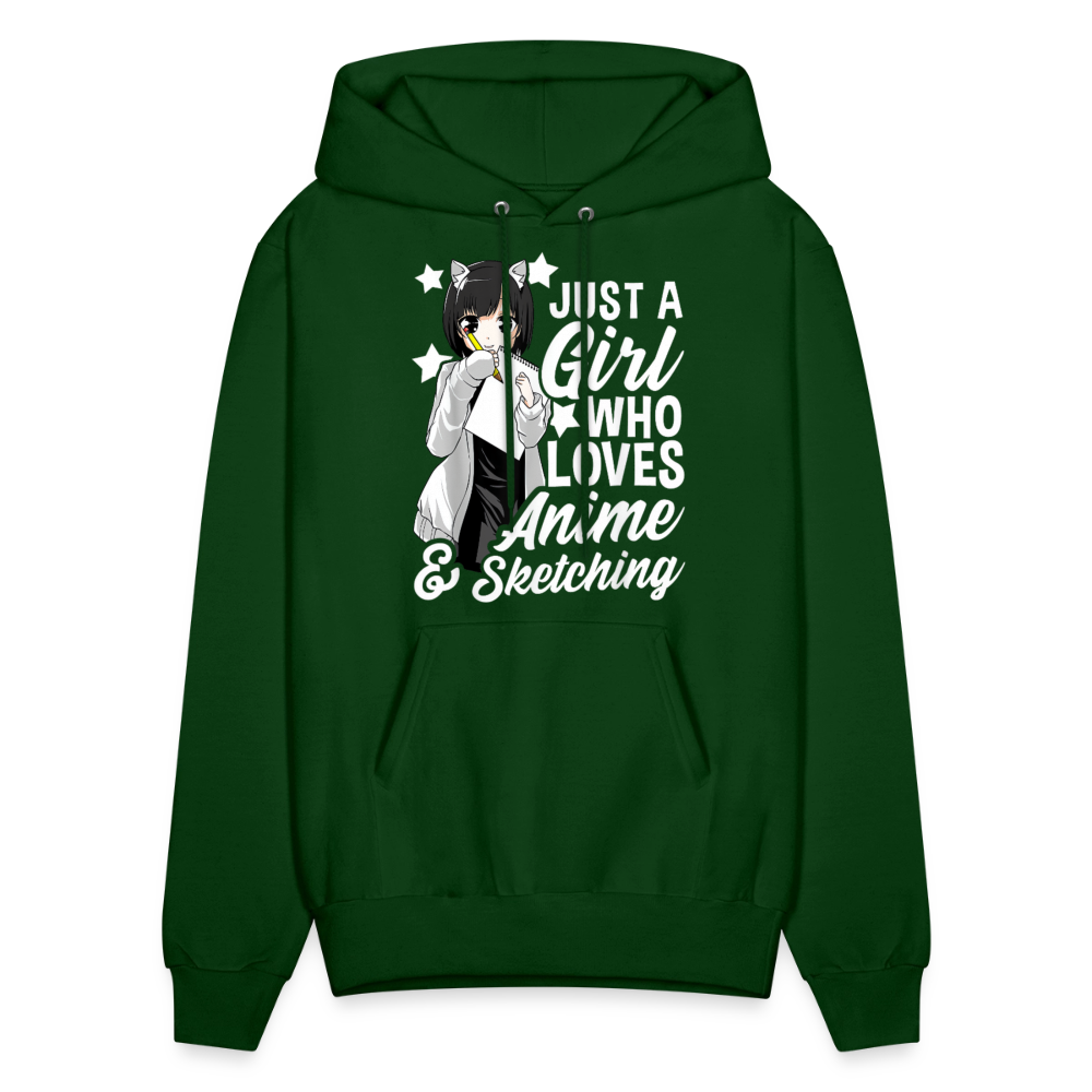 Just A Girl Who Loves Anime & Sketching Anime Lover Unisex Hoodie Sweatshirt - forest green