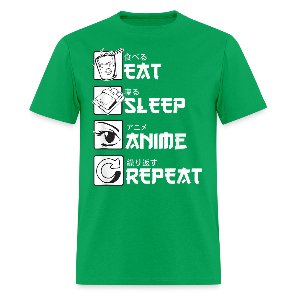 Eat Sleep Anime Repeat Premium Unisex T-Shirt - bright green