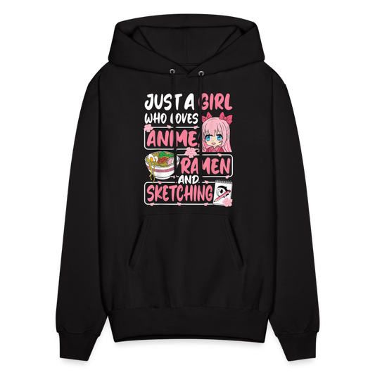 Just A Girl Who Loves Anime, Ramen and Sketching III Premium Hoodie Sweatshirt - black