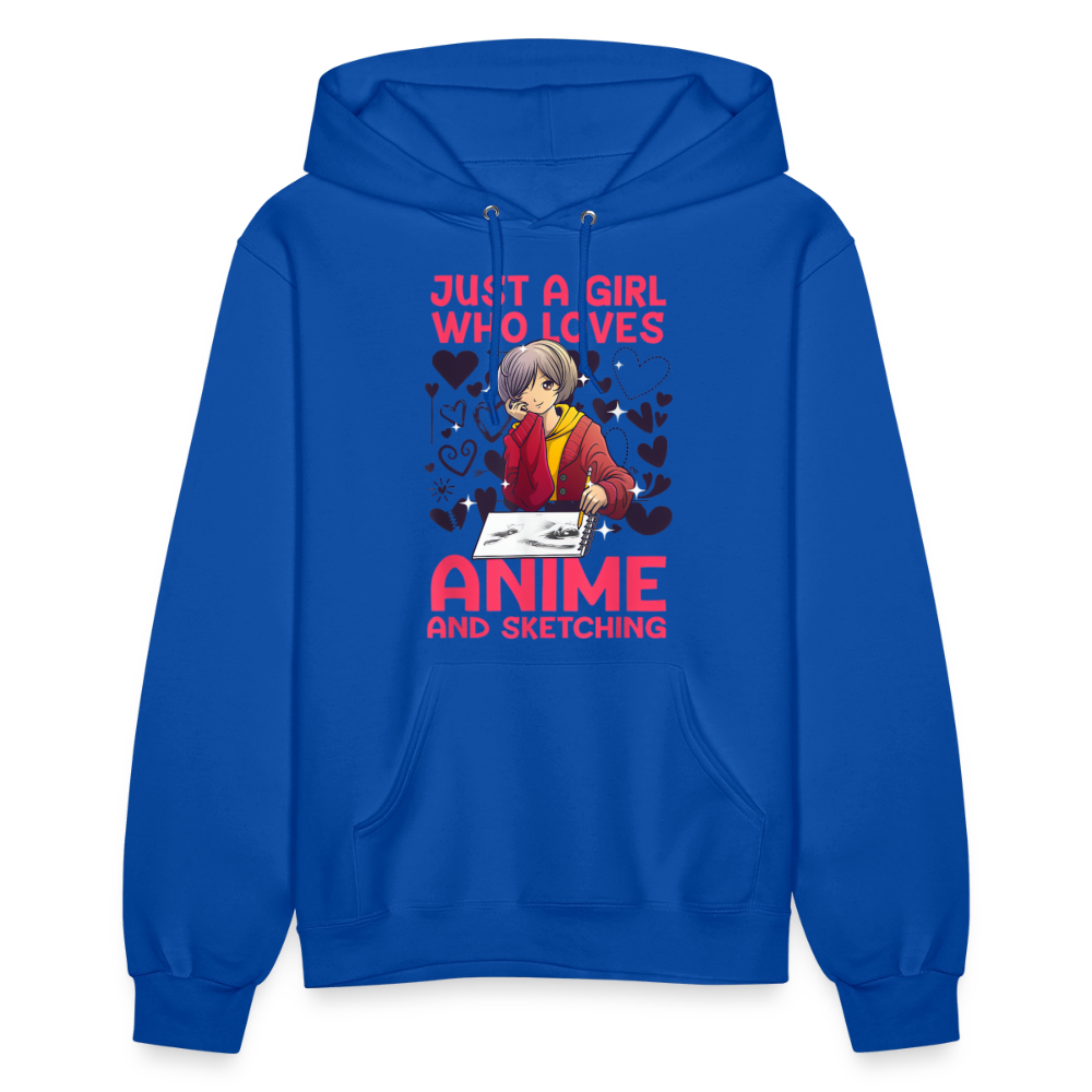 Just A Girl Who Loves Anime and Sketching IV Premium Women's Hoodie Sweatshirt - royal blue
