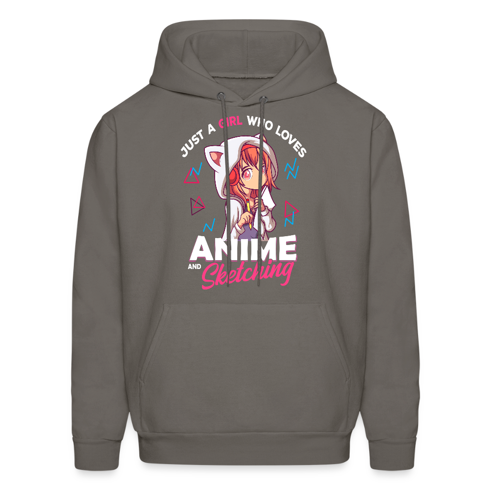Just A Girl Who Loves Anime and Sketching Anime Lover Unisex Hoodie Sweatshirt - asphalt gray