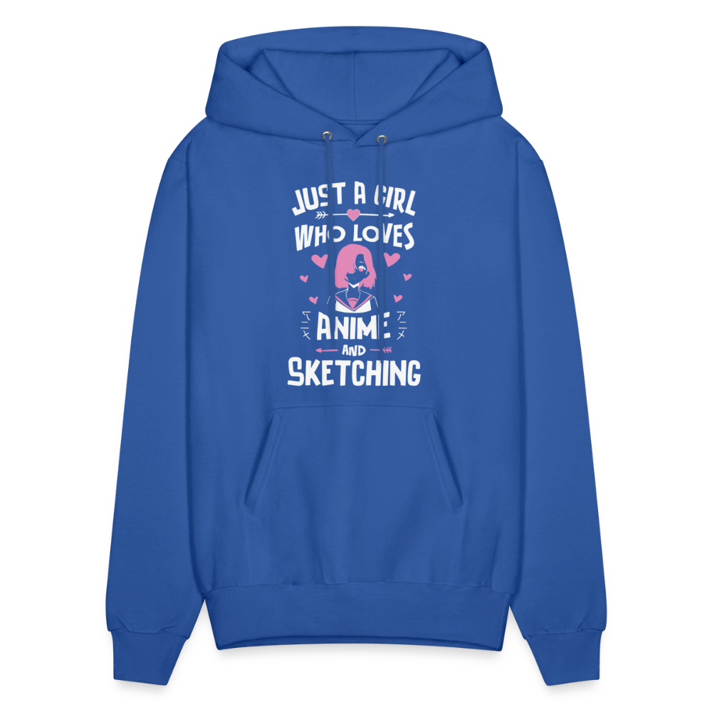 Just A Girl Who Loves Anime and Sketching III Premium Unisex Hoodie Sweatshirt - royal blue