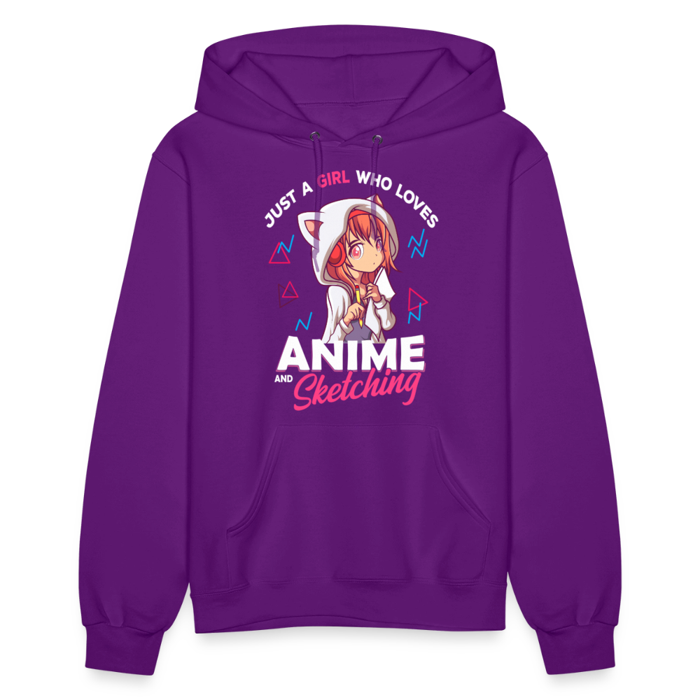 Just A Girl Who Loves Anime and Sketching Premium Women's Hoodie Sweatshirt - purple