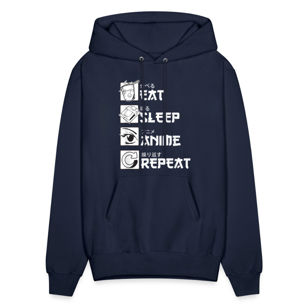 Eat Sleep Anime Repeat Premium Unisex Hoodie Sweatshirt - navy