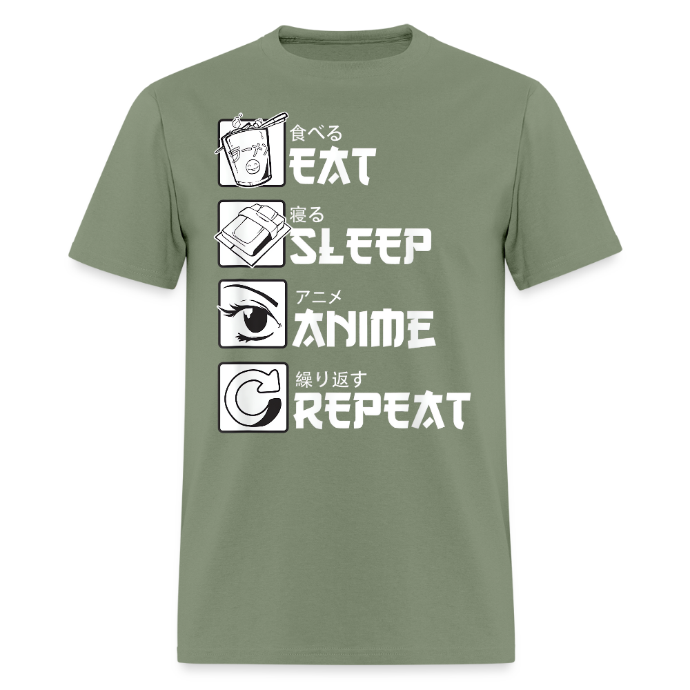Eat Sleep Anime Repeat Premium Unisex T-Shirt - military green