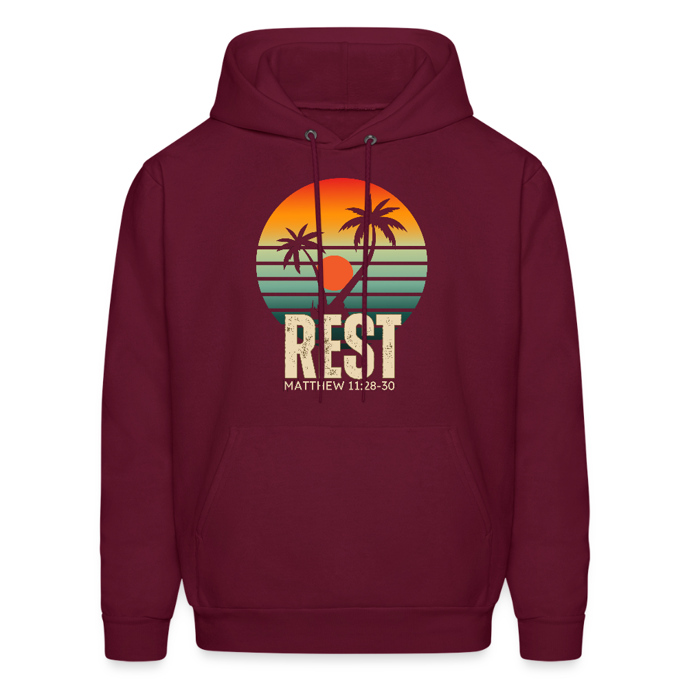 Rest Matthew 11:28-30 Christian Unisex Hoodie Sweatshirt - burgundy