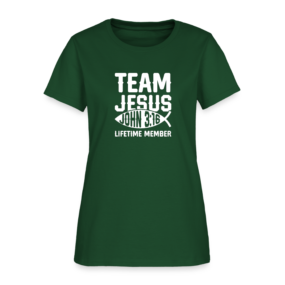 Team Jesus Lifetime Member Christian Women's T-Shirt - forest green