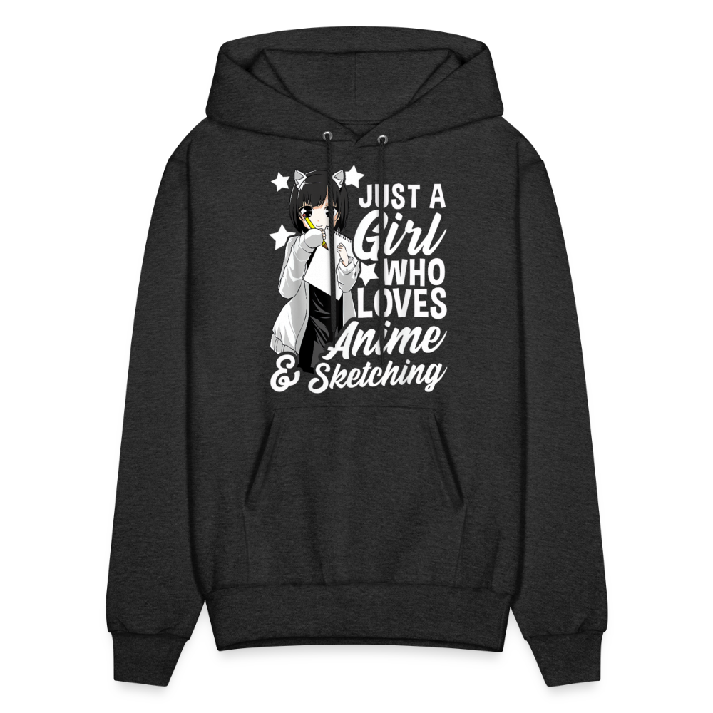 Just A Girl Who Loves Anime & Sketching Anime Lover Unisex Hoodie Sweatshirt - charcoal grey