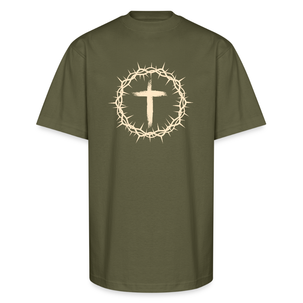 Crown of Thorns Christian Oversized Unisex Heavyweight T-Shirt - classic olive