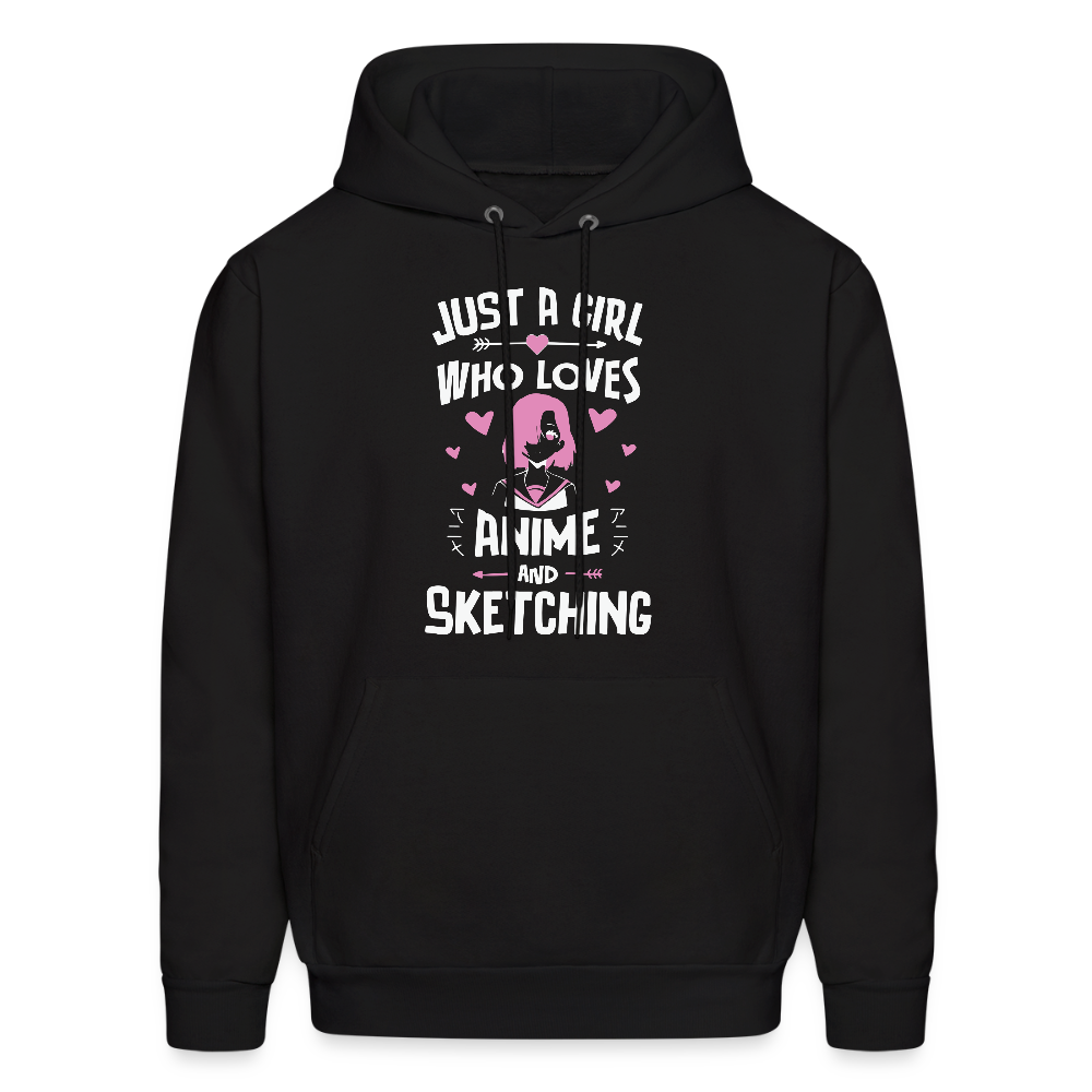 Just A Girl Who Loves Anime and Sketching III Premium Unisex Hoodie Sweatshirt - black